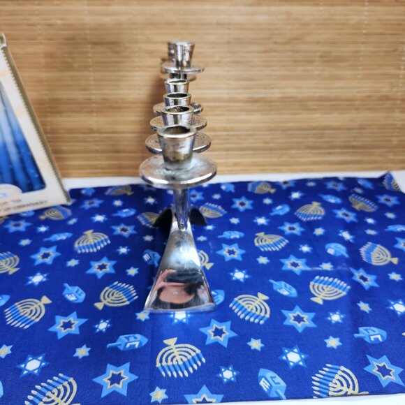 Menorah Silver Plated Hadany Arts & Crafts Jerusalem Vintage Design Candles Inc. - Picture 6 of 10